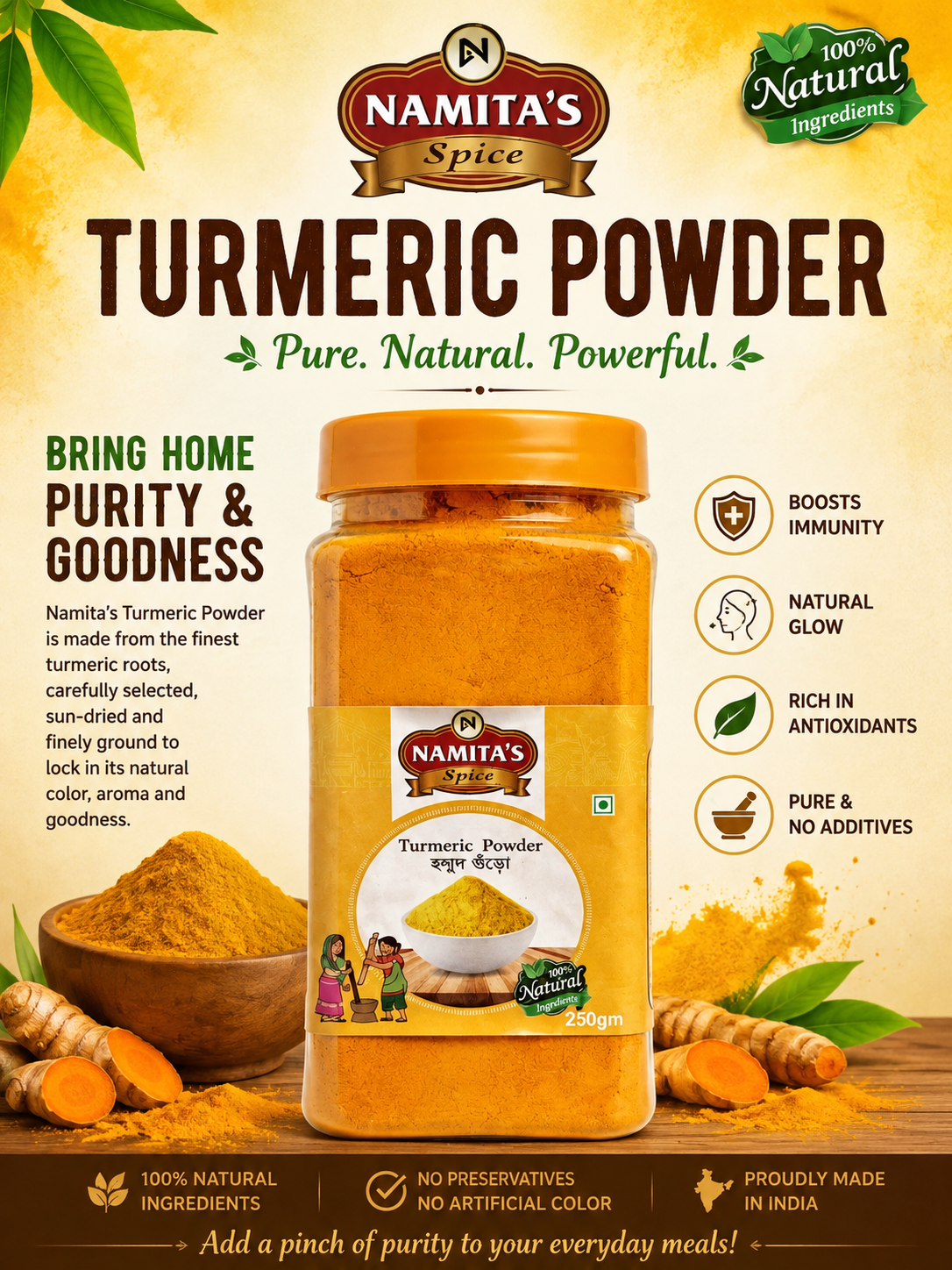 NAMITA Turmeric Powder 250gm container