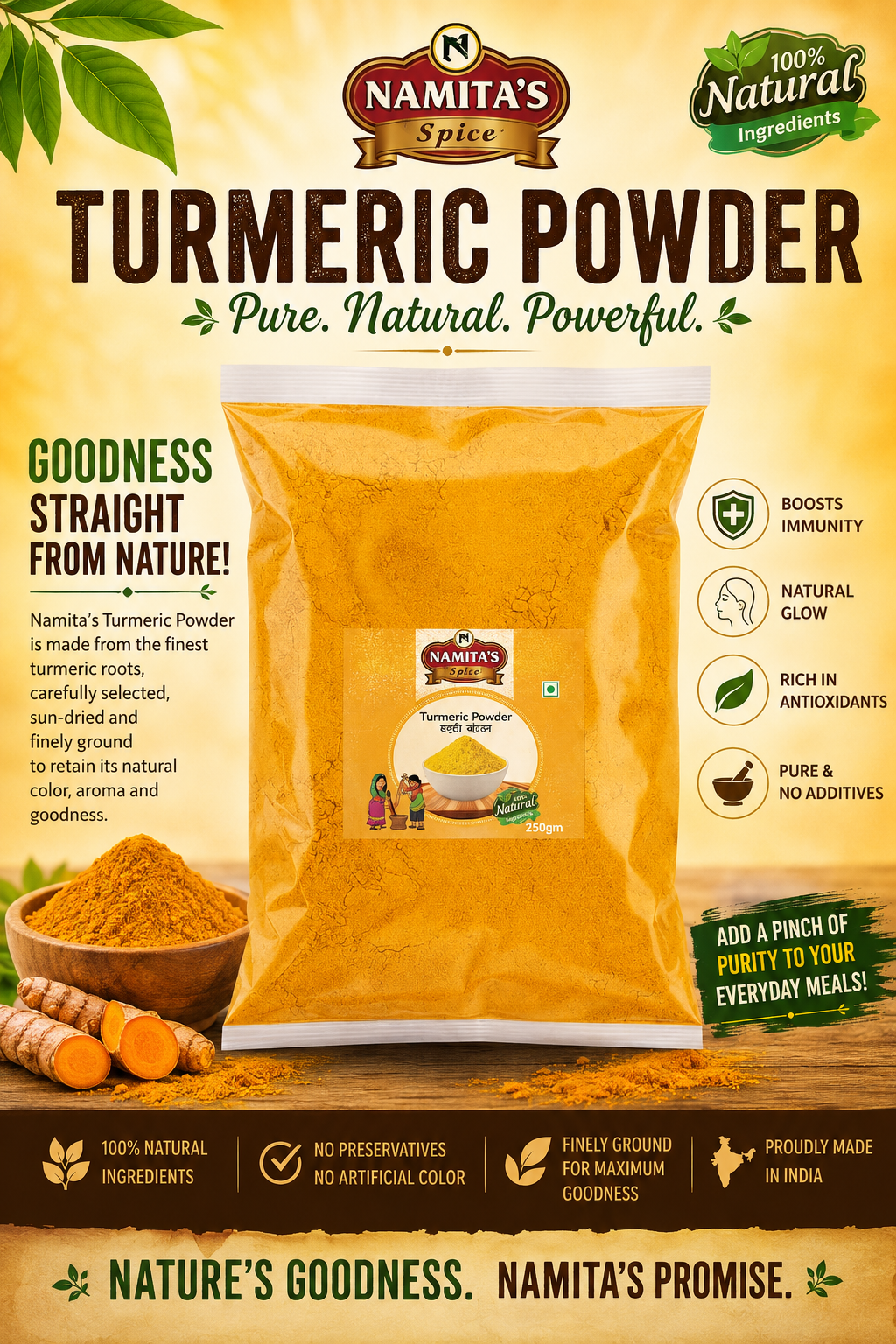 NAMITA Turmeric Powder 250gm pouch pack